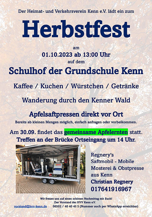 HVV Kenn Herbstfest 2023 Plakat